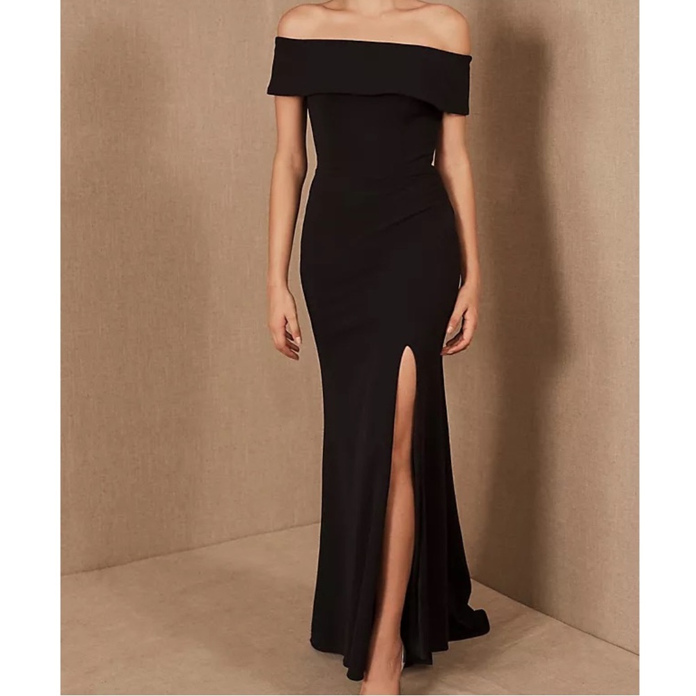 BHLDN Delice Off the Shoulder Crepe Dress Size 6 in Black